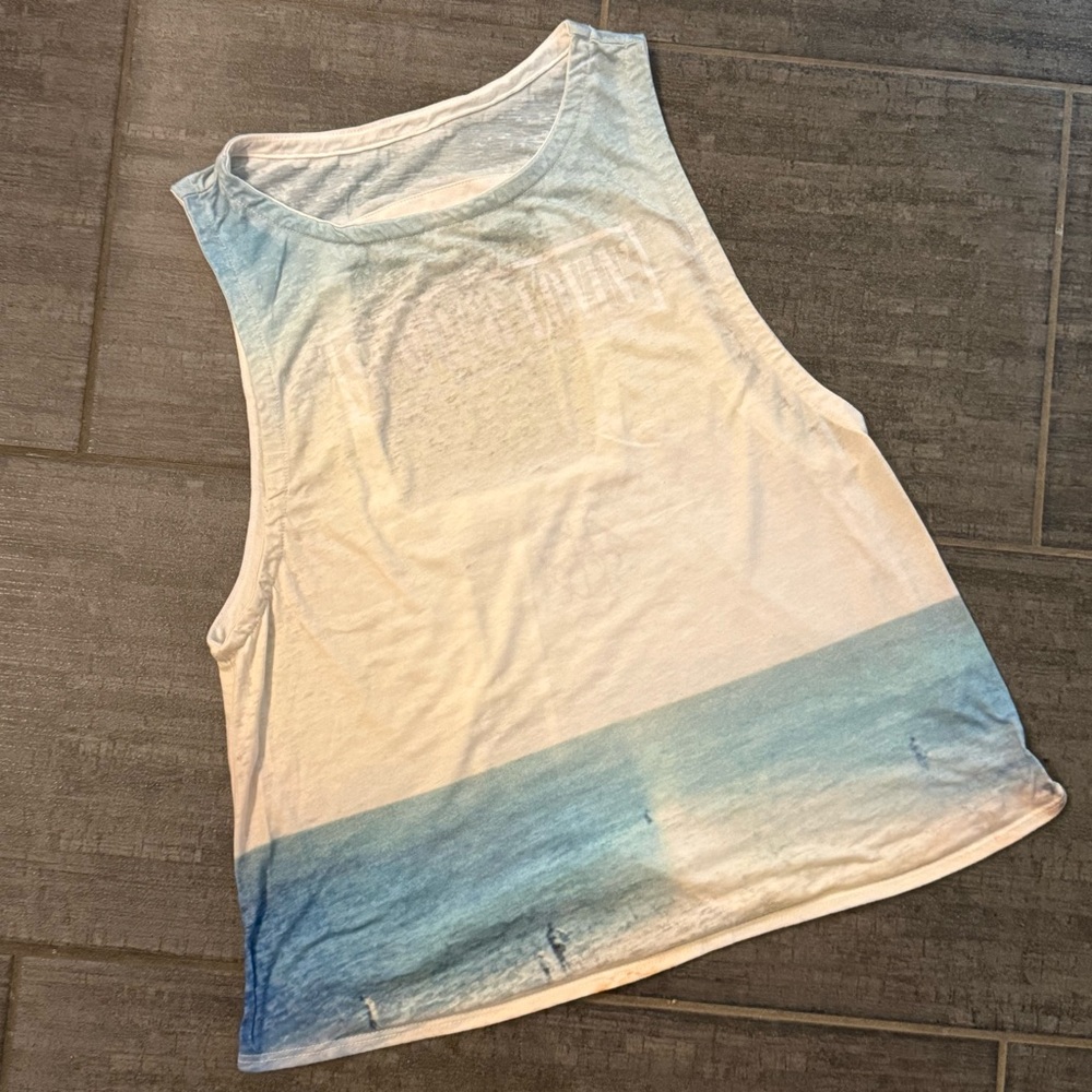 Chaser Coastal Inspired Tank Top with Blue Ombre Hem